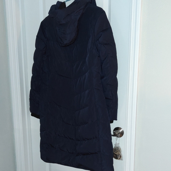DKNY Women's Dark Blue Hooded Puffer Jacket - Picture 8 of 9